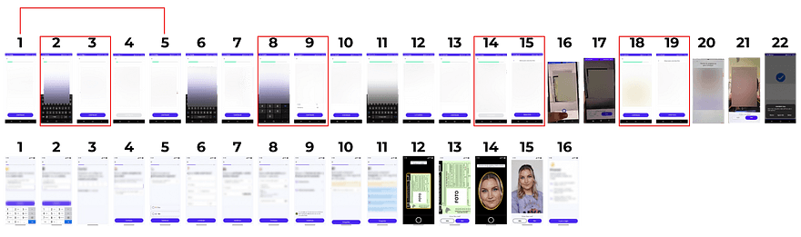 Redesigned onboarding flow screens, part 1